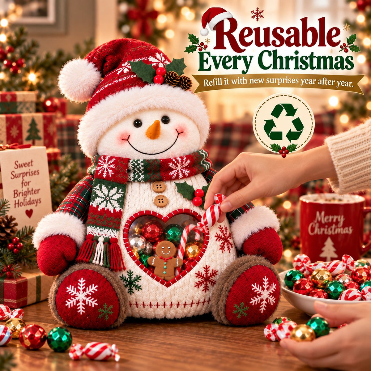 💯🎅 Refillable Christmas Figurine Treat Holder