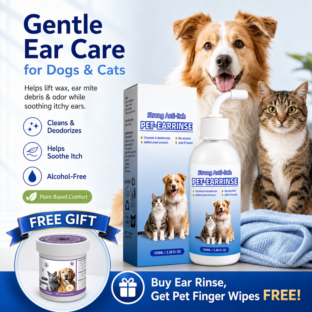 💧 Pet Ear Cleansing Solution – Daily Care for Clean, Fresh & Happy Ears 🐶🐈️ Trusted by 150,000+ Pet Owners 🐾