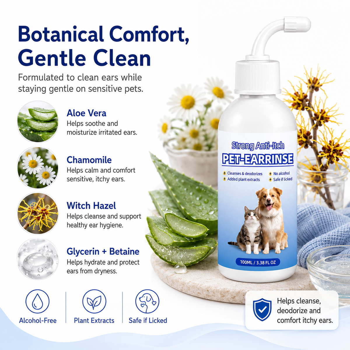 💧 Pet Ear Cleansing Solution – Daily Care for Clean, Fresh & Happy Ears 🐶🐈️ Trusted by 150,000+ Pet Owners 🐾