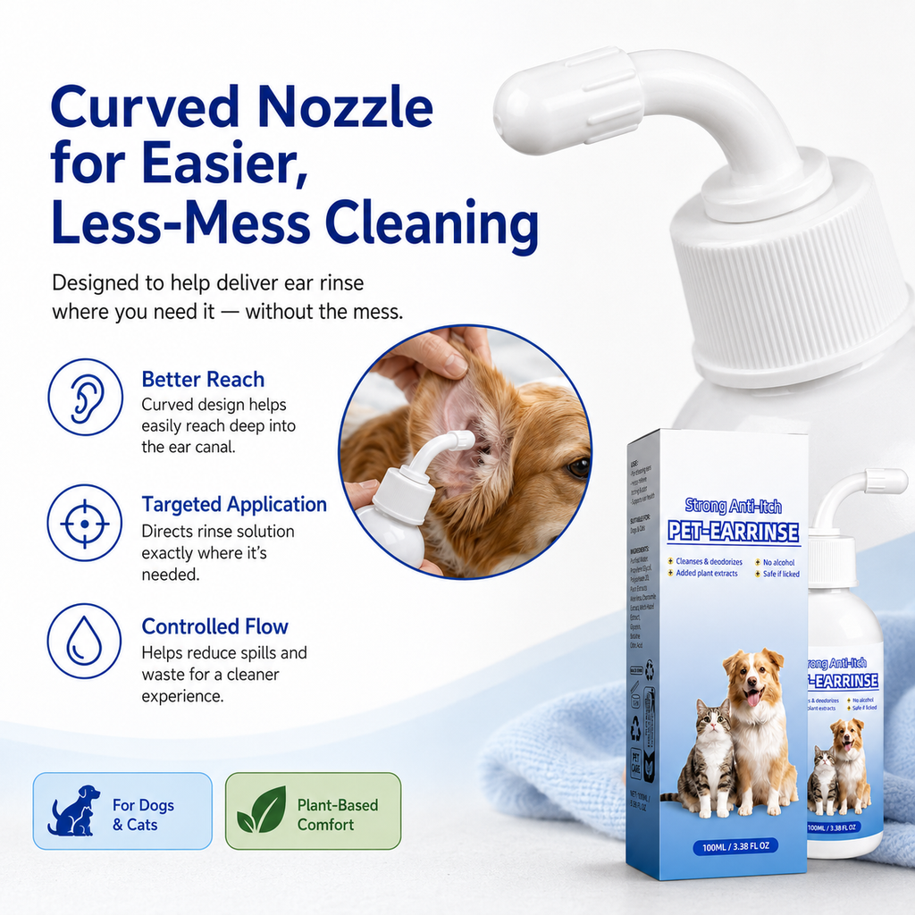 💧 Pet Ear Cleansing Solution – Daily Care for Clean, Fresh & Happy Ears 🐶🐈️ Trusted by 150,000+ Pet Owners 🐾