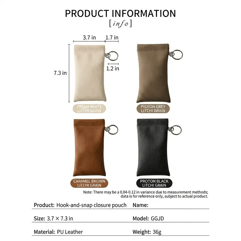 PU Leather Sunglasses Pouch | Portable Glasses Storage Bag with Keychain