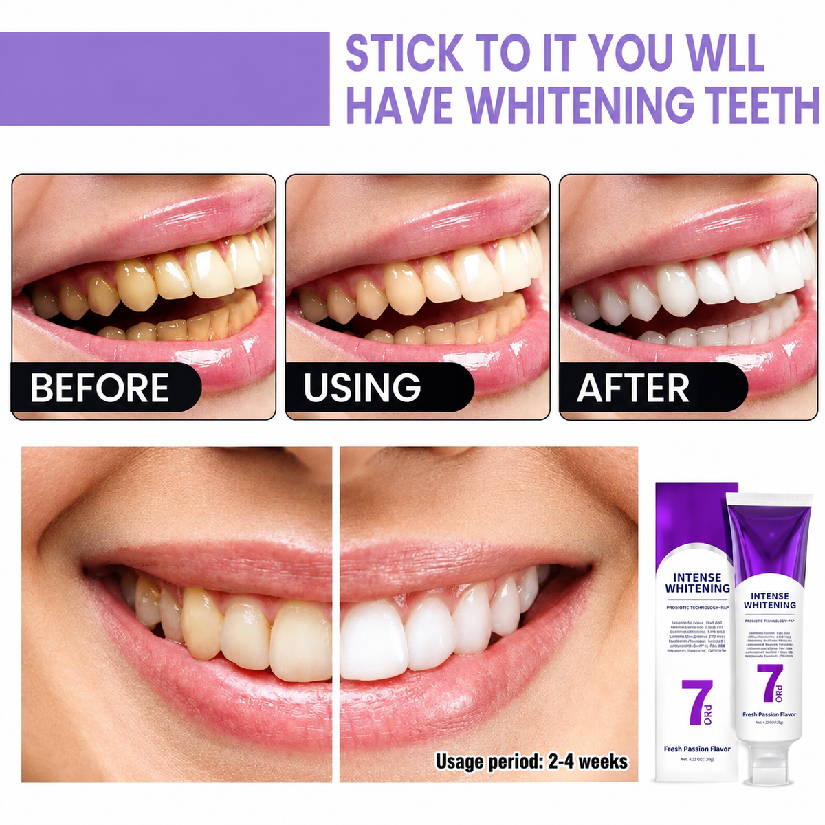New 7-Pro Intensive Toothpaste | Upgraded Purple Formula with 7 Probiotics | Deep Enamel Repair & Long-Lasting Freshness