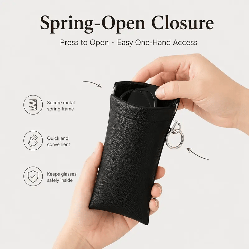 PU Leather Sunglasses Pouch | Portable Glasses Storage Bag with Keychain