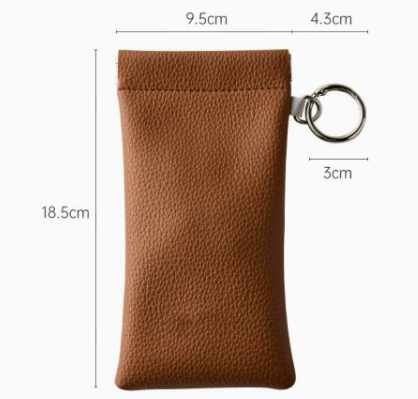 PU Leather Sunglasses Pouch | Portable Glasses Storage Bag with Keychain