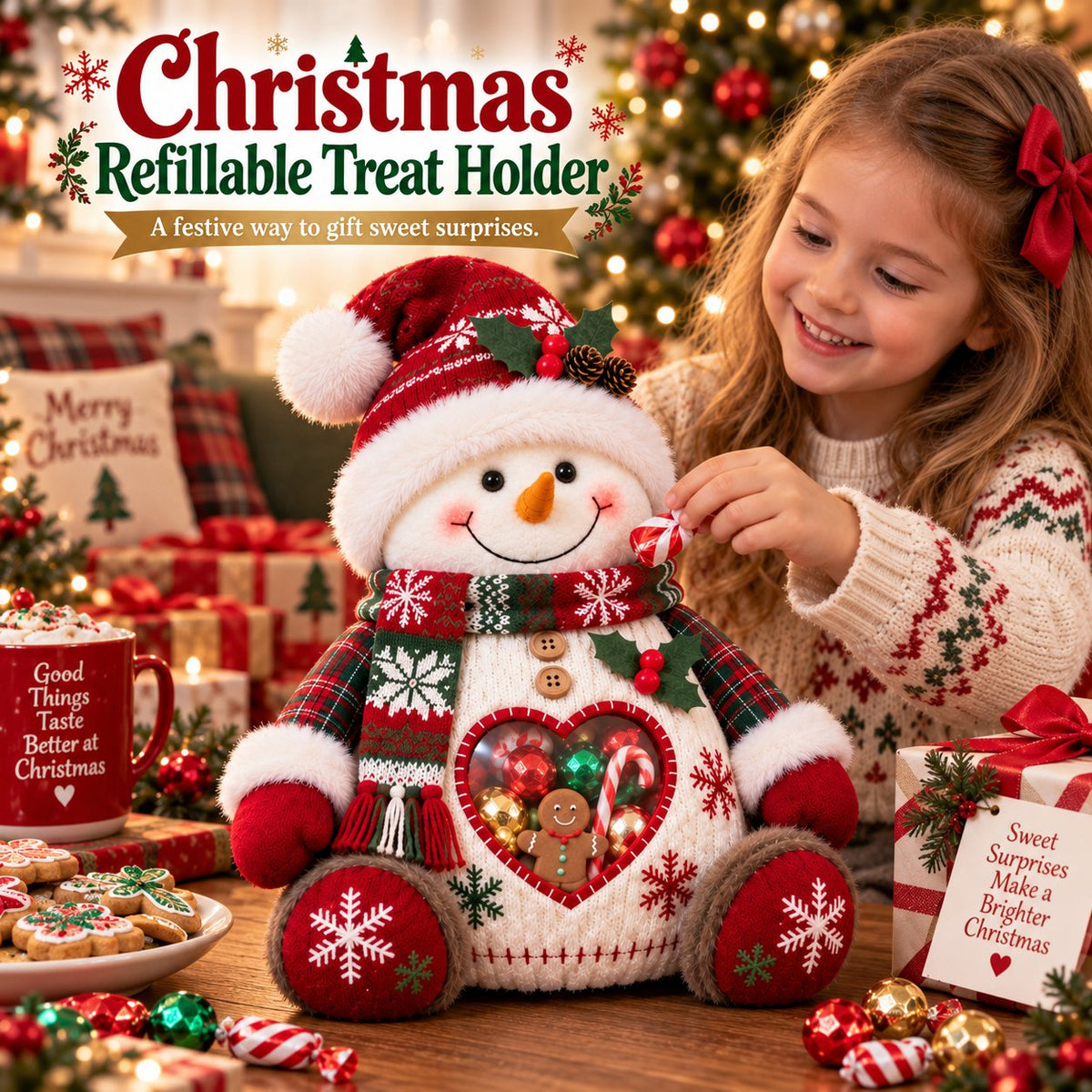 💯🎅 Refillable Christmas Figurine Treat Holder