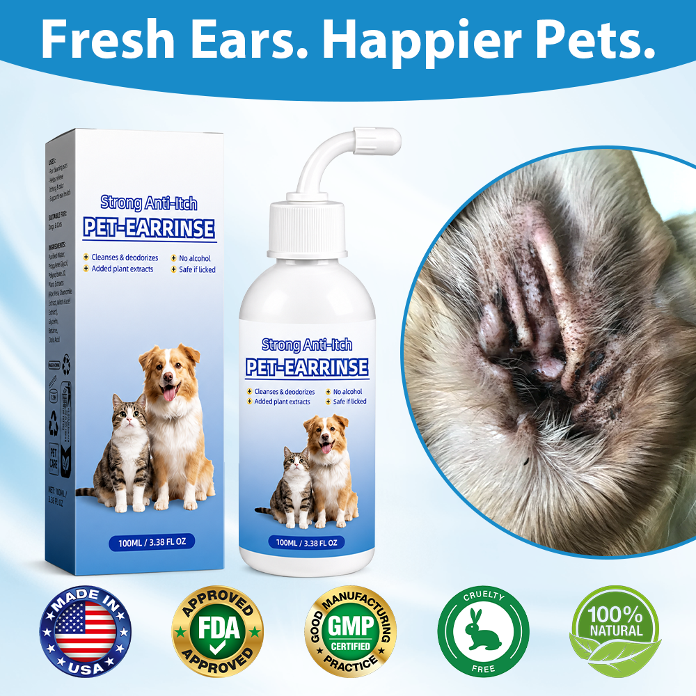 💧 Pet Ear Cleansing Solution – Daily Care for Clean, Fresh & Happy Ears 🐶🐈️ Trusted by 150,000+ Pet Owners 🐾